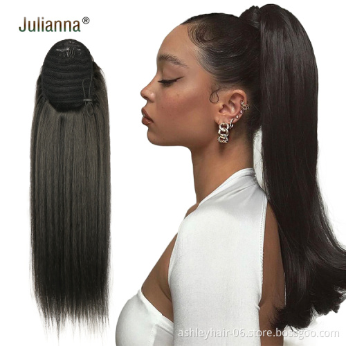 Julianna Bone Straight Yaki Texture Best Selling Wholesale 2021New Design 32Inch 613 Blonde Afro Kinky Synthetic Ponytail